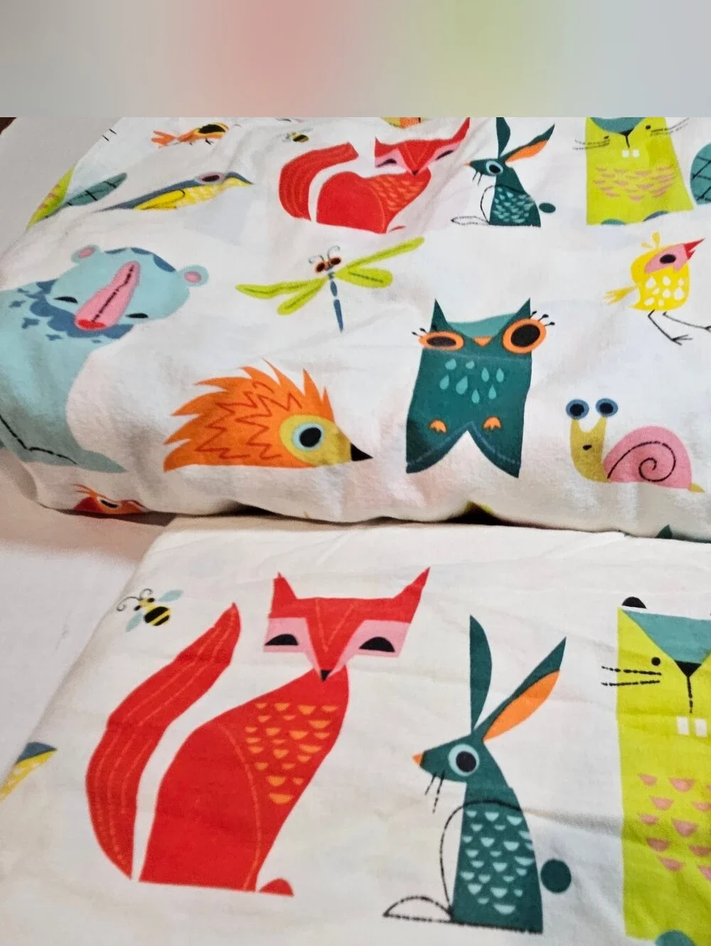 IKEA Lattjo Twin Duvet Quilt Cover 1 Pillowcase Set Snail Owl Bird Fox Rabbit